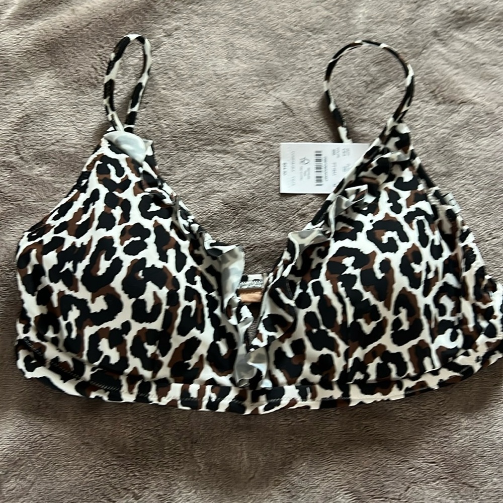 NWT Jcrew leopard bathing suit bikini top medium